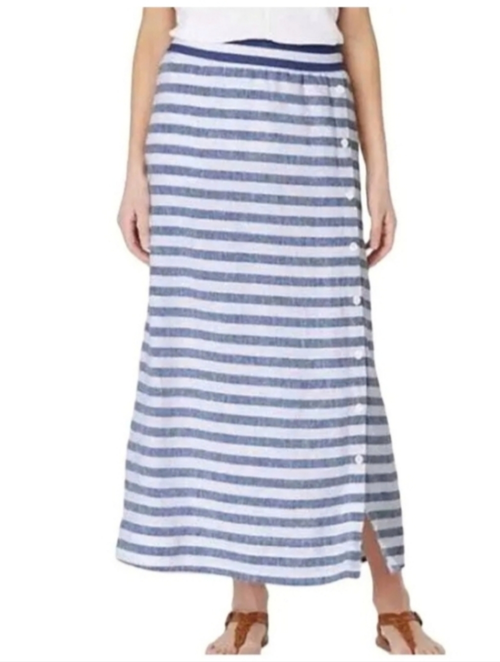 J. JILL 100% Linen Nautical Seaside Stripe Maxi Skirt| XS - Picture 2 of 9